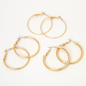 Gold 40MM Mixed Hoop Earrings - 3 Pack,