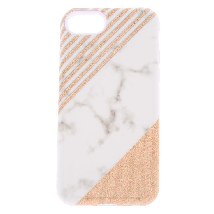 Striped Glitter Marble Protective Phone Case - Fits iPhone 6/7/8,