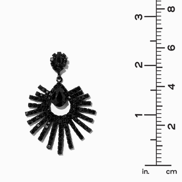 Black 1&quot; Rhinestone Chandelier Drop Earrings,