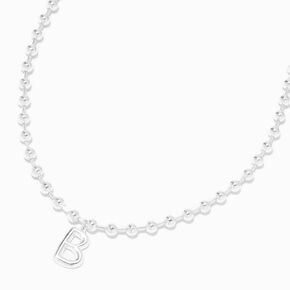 Silver Beaded Bubble Initial Pendant Necklace - B,