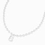Silver Beaded Bubble Initial Pendant Necklace - B,
