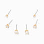 Gold Cubic Zirconia Round Stud Earrings - 2MM, 3MM, 4MM,