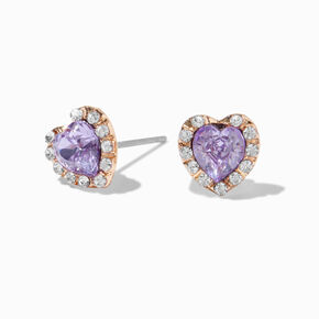 Purple Heart Halo Stud Earrings,