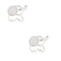 Silver &amp; Crystal Elephant Stud Earrings - White,