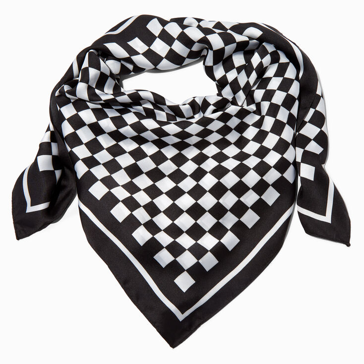 Black &amp; White Checkerboard Square Scarf,