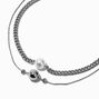 Silver-tone Curb Chain Pearl Pendant Necklaces - 2 Pack,