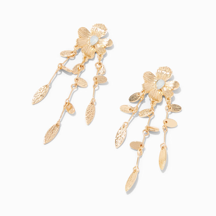 Gold Large Flower 2.5&quot; Chandelier Earrings,