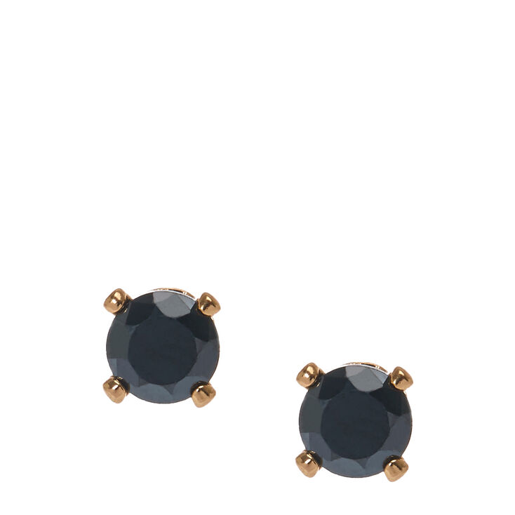 4mm Jet Black Round Cubic Zirconia Stud Earrings,