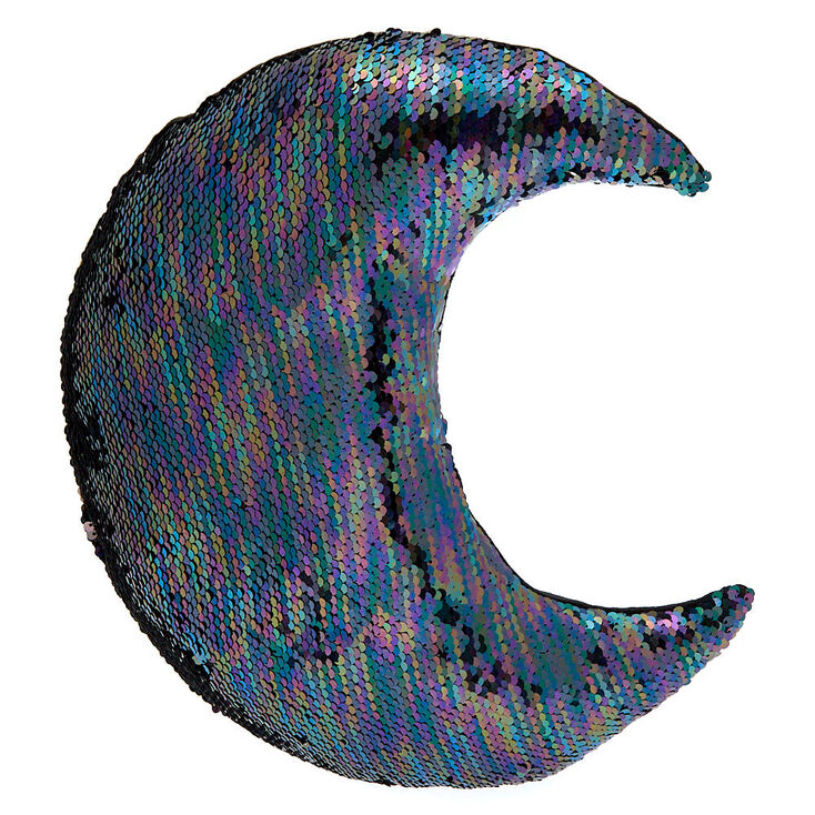 Reversible Sequin Moon Pillow - Black,