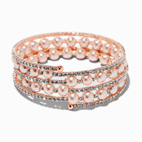 Blush Pink Pearl &amp; Crystal Wrap Bracelet,