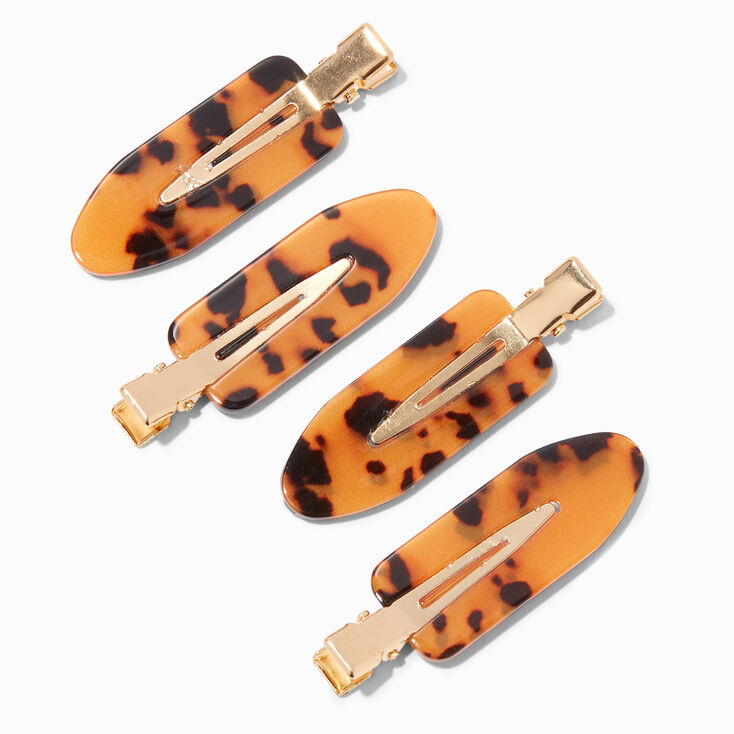 Brown Tortoiseshell No Crease Hair Styling Clips - 4 Pack,