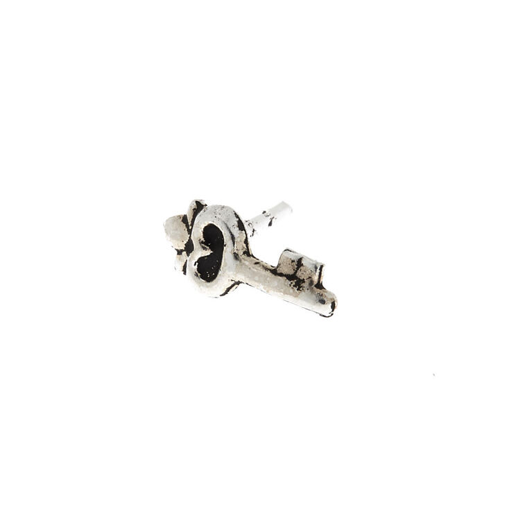 Silver 16G Key Tragus Stud Earring,