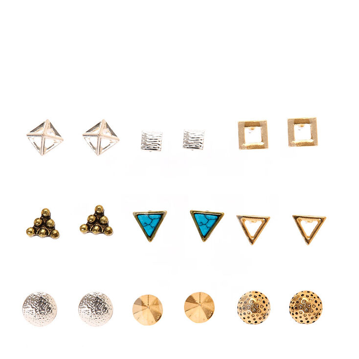 Triangle-Square Mixed Metal Studs,