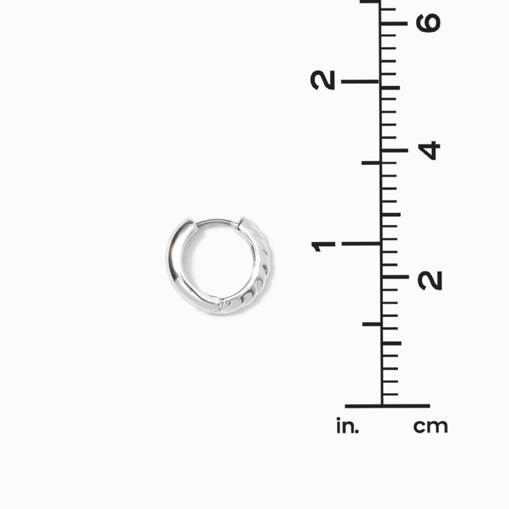 Silver 15MM Twist Huggie Hoop Earrings,