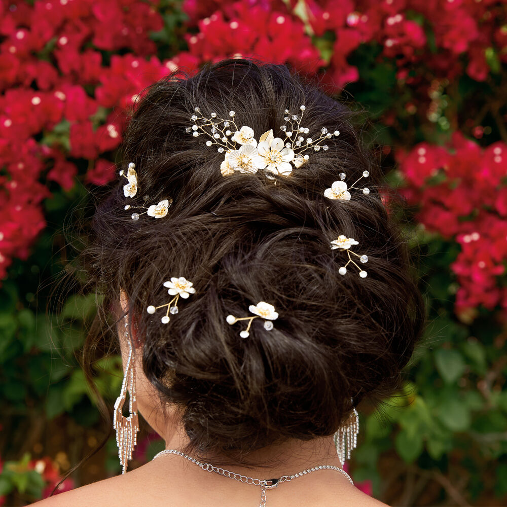 Details about   USA BARRETTE Rhinestone Crystal Hair Clip Hairpin Wedding Bridal Pearl Gold 52 