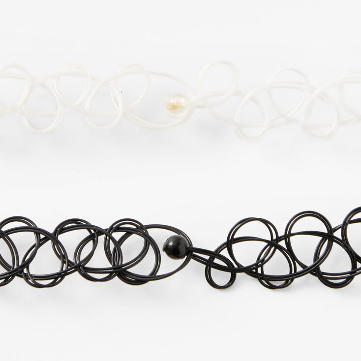 Best Friends Yin Yang Black &amp; White Tattoo Choker Necklaces - 2 Pack,