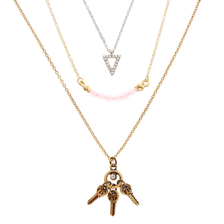 Silver & Gold-Tone Boho Triple Layer Necklace,