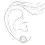 Silver Embellished Halo Pearl Clip On Stud Earrings,