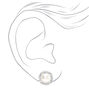 Silver Embellished Halo Pearl Clip-On Stud Earrings,
