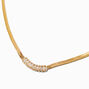 Gold-tone Cubic Zirconia Herringbone Chain Necklace,
