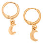 Gold 10MM Moon Huggie Hoop Earrings,