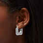 Silver-tone Pav&eacute; Rhinestone Square 15MM Hoop Earrings ,