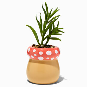 Mushroom Planter With Faux Succulent,