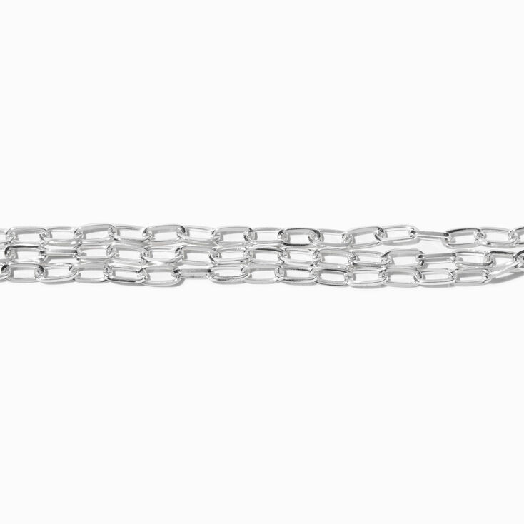 Silver-tone Paperclip Chain Multi-Strand Bracelet,