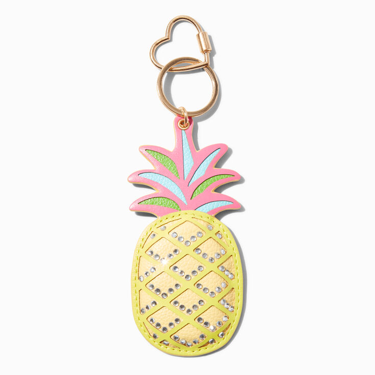 Bedazzled Pineapple Faux Leather Keychain,