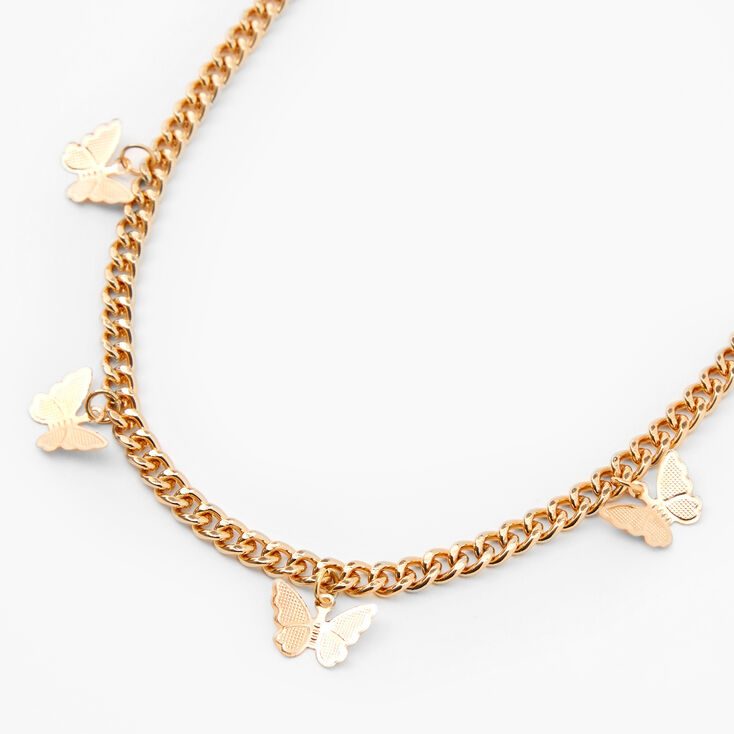 Gold Butterfly Charm Chain Necklace,