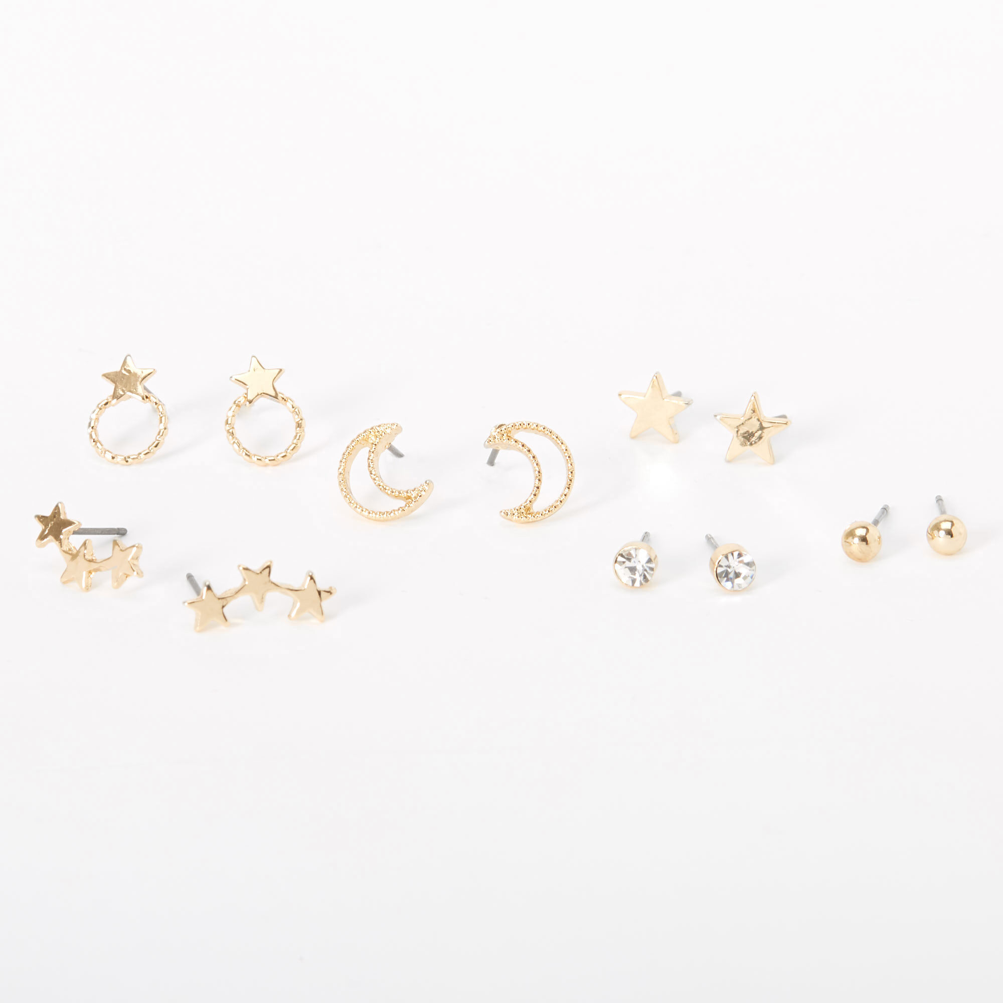 Solid Gold Crescent Moon and Star Mismatched Stud Earrings Jewellery Earrings Stud Earrings 