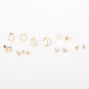 Gold Moon Star Stud Earrings - 6 Pack,