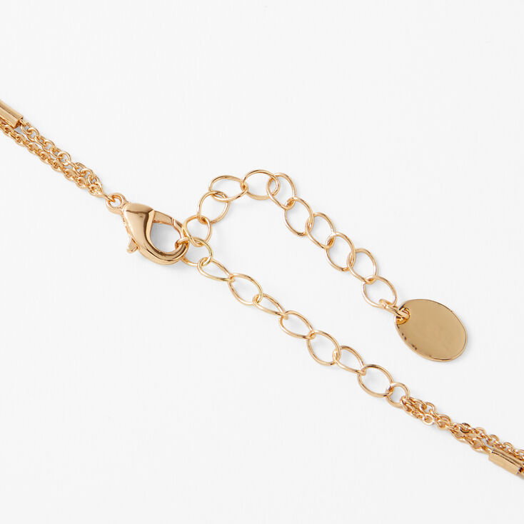 Gold Initial Medallion Multi Strand Necklace - M,