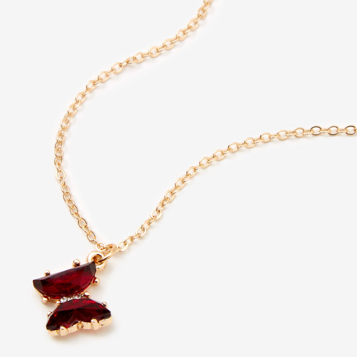 Butterfly Birthstone 16&quot; Gold Pendant Necklace - January,