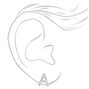 Silver Crystal Initial Stud Earrings - A,