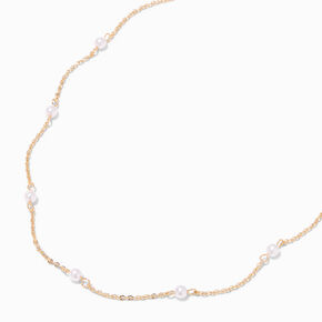 Gold &amp; Pearl Choker Necklace,