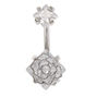 Cubic Zirconia Flower Caged Belly Bar,