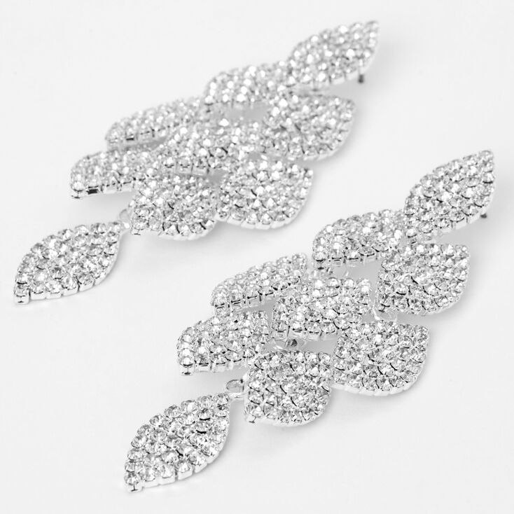 Silver 2&quot; Pave Chandelier Drop Earrings,