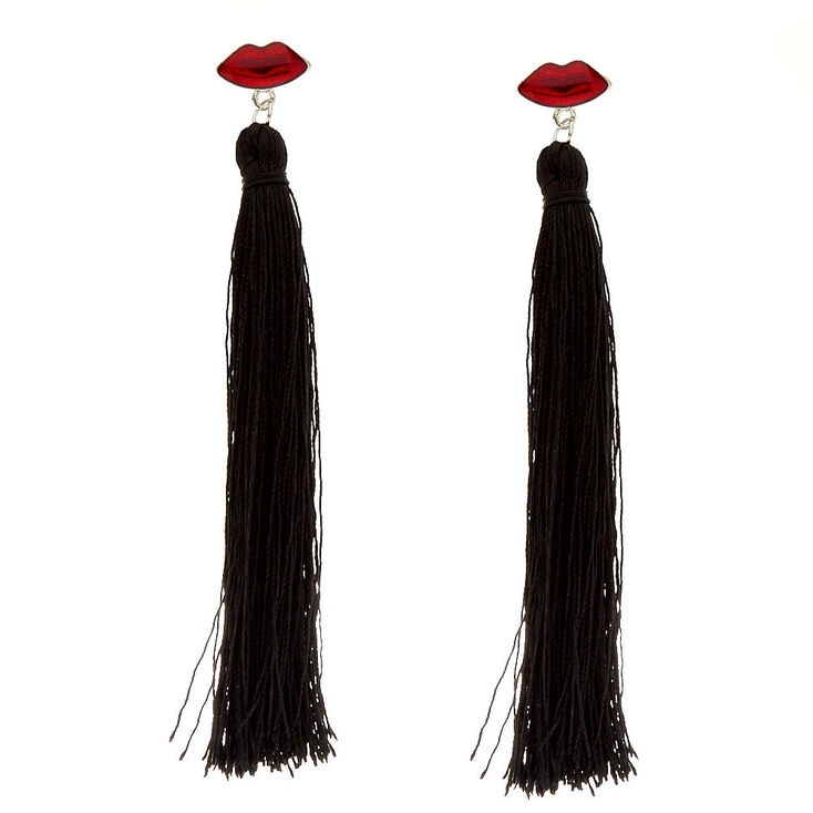 Red Lips Kiss Tassel Earrings,