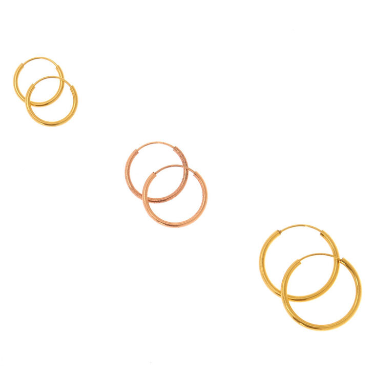 18kt Gold Plated Mixed Metal Hoop Earrings,