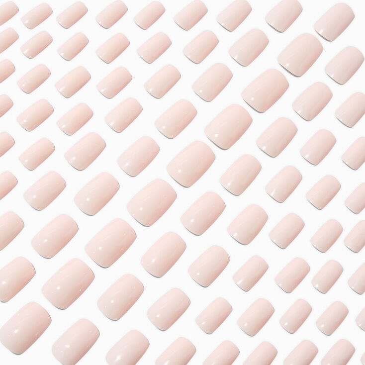 Milky Pink Mid Square Vegan Faux Nail Set - 100 Pack,