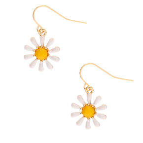 Gold 1&quot; Daisy Drop Earrings,