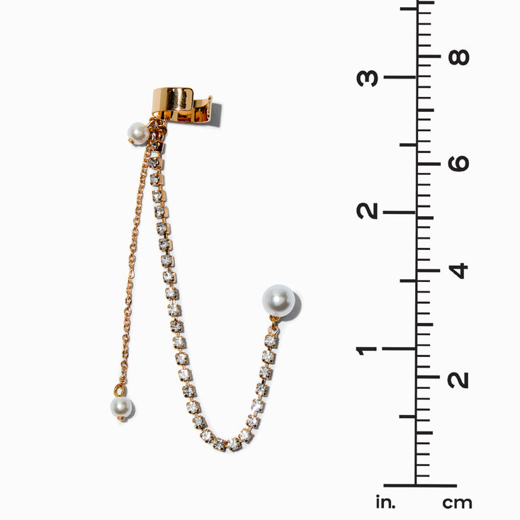 Gold-tone Pearl Hoop Connector Cuff Earring Stackables - 5 Pack,