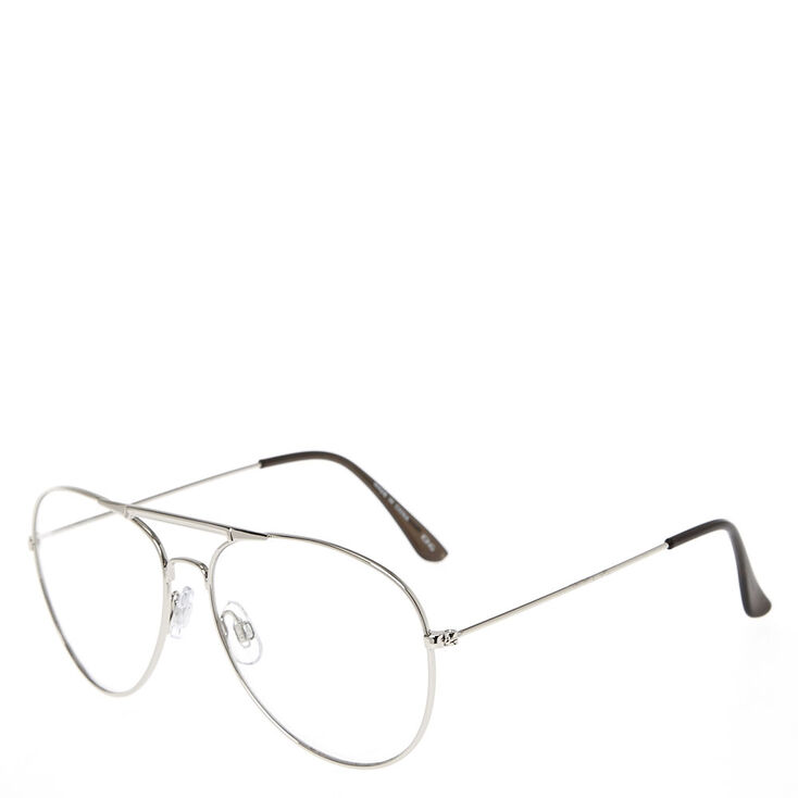 Silver Aviator Clear Lens Frames,