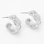 Silver 20MM Quilted Hoop Earrings,