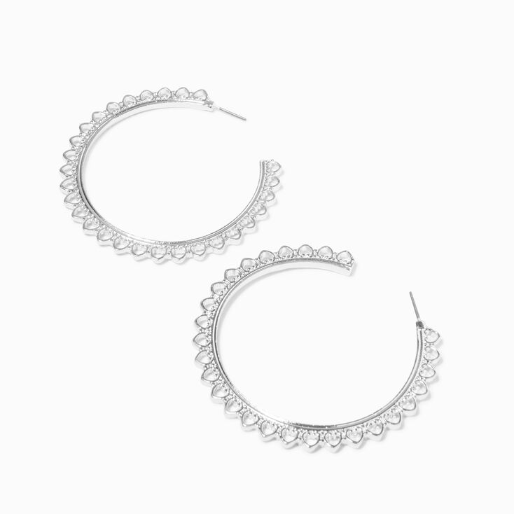 Silver 60MM Sunburst Hoop Earrings,