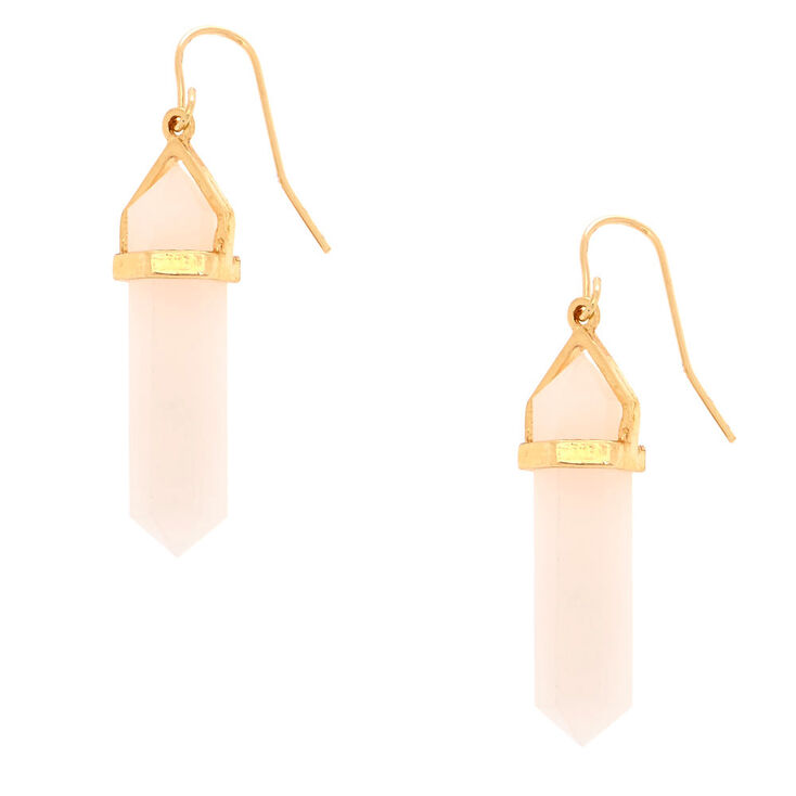 Crystal Shape 1.5" Drop Earrings - Pink,