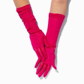 Bright Fuchsia Sheer Long Gloves,