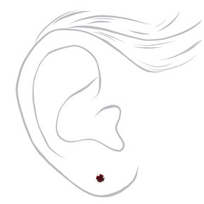 14kt White Gold 3mm January Garnet Crystal Ear Piercing Kit with Ear Care Solution,