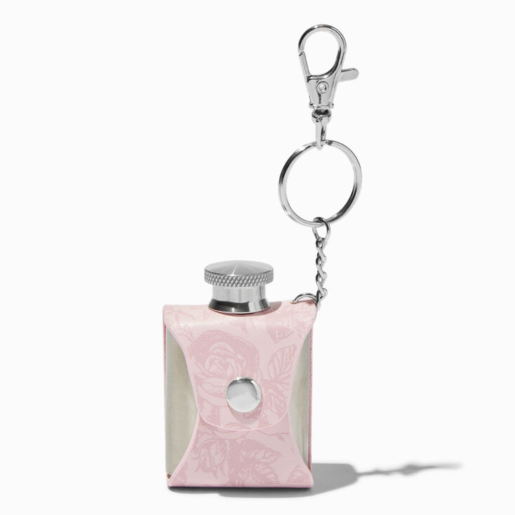 Floral Print Mini Flask Keychain,